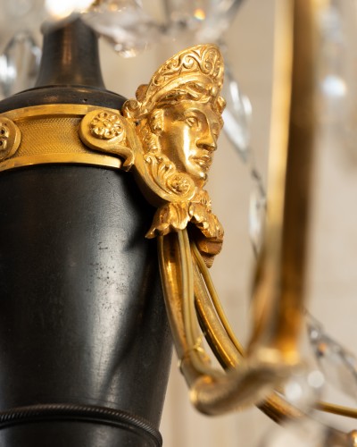 18th century - Crystal and bronze chandelier Directoire period late 18th century