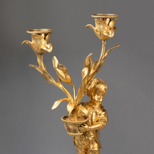 Paire de candélabres "enfants jardiniers" époque Louis XVI fin du XVIIIe siècle - Laurent Chalvignac