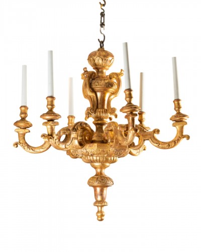 Lustre bois doré époque Louis XIV fin du XVIIe siècle