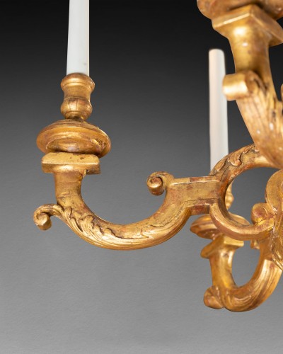 Lustre bois doré époque Louis XIV fin du XVIIe siècle - Laurent Chalvignac