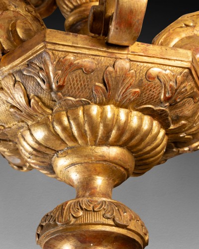 Lustre bois doré époque Louis XIV fin du XVIIe siècle - Louis XIV