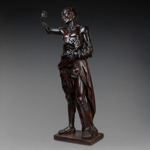 Antiquités - Saint Barthélémy écorché en noyer, fin XVIIe début XVIIIe siècle