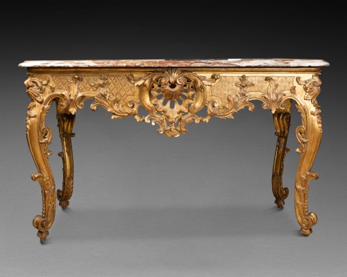 Gilded wood console Régence period first half 18th century - Furniture Style French Regence