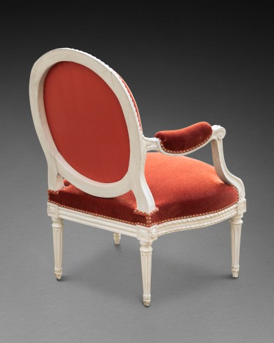 18th century - Set of four Louis XVI armchairs stamped LELARGE 18th century