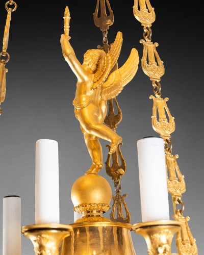 Antiquités - Nine lights chandelier Empire period circa 1800