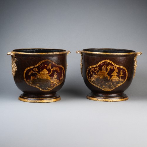 Pair of tin cooling buckets for the Regency period 18th century - 