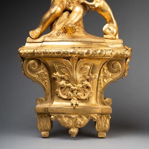 Régence - Paire de chenets en bronze doré époque Régence XVIIIe siècle