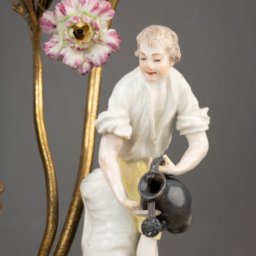 Encrier porcelaine monture bronze doré rocaille milieu du XVIII ème siècle - Laurent Chalvignac