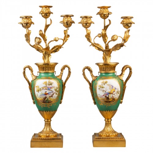 Vases porcelain pair, gilded bronze mount late 18th century