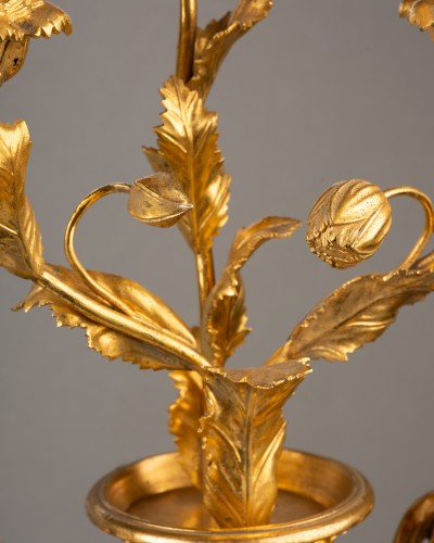 Antiquités - Paire de vases porcelaine monture bronze doré fin XVIIIe siècle