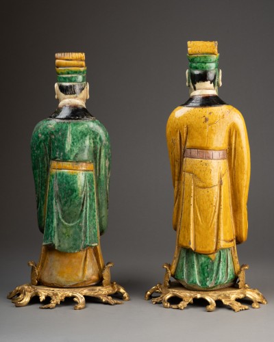 Pair of Ming Dynasty Chinese figures with bronze mounts, 18th century - Louis XV
