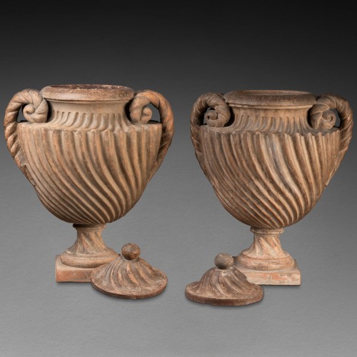 Pair of 19th-century terracotta vases - Decorative Objects Style Napoléon III