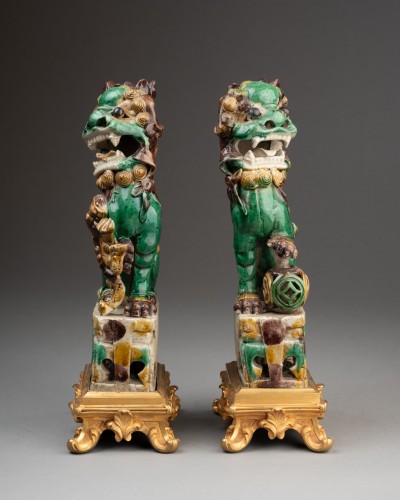 Pair of “Fo Dogs,” Chinese porcelain from the Kangxi period - Louis XIV