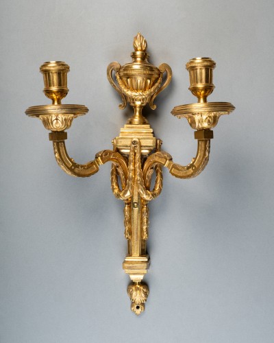 Lighting  - Gilded bronze sconces pair Louis XVI period