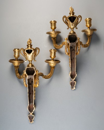 Antiquités - Gilded bronze sconces pair Louis XVI period