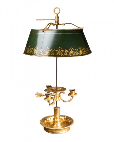 Lampe bouillotte à trois lumières époque Empire début du XIX e siècle
