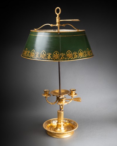 Three lights "bouillotte lamp" Empire period early 19th century - Lighting Style Empire