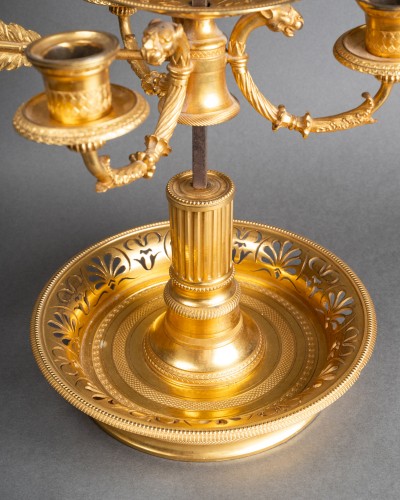 Three lights "bouillotte lamp" Empire period early 19th century - Empire