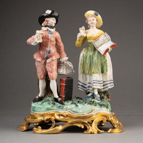 Céramiques, Porcelaines  - Paire de sujets en porcelaine de Frankenthal du XVIIIe siècle