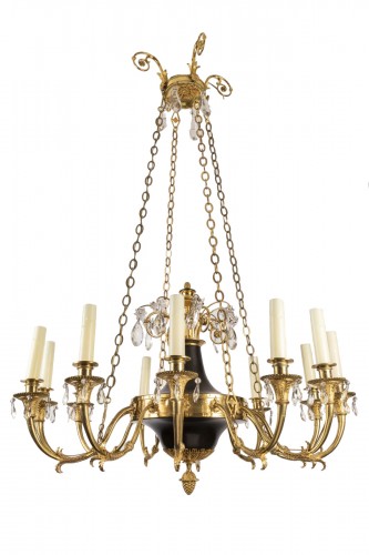 Lustre à douze lumières époque Empire début XIXe