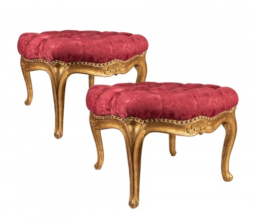 Gilded wood stools pair mid 18th century
