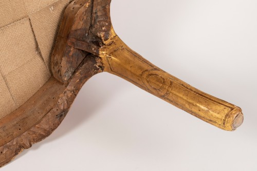Antiquités - Paire tabourets bois doré milieu du XVIIIe siècle