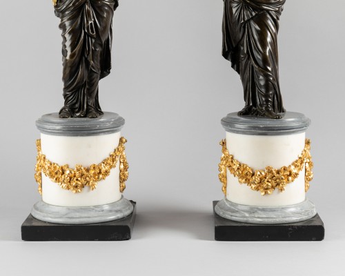 Paire de grands candélabres époque Louis XVI - Luminaires Style Louis XVI