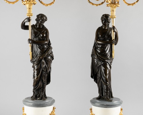 Luminaires Bougeoirs et Chandeliers - Paire de grands candélabres époque Louis XVI