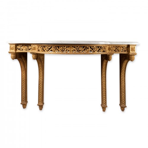 Mobilier Console - Grande console en bois doré époque Louis XVI