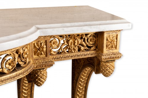 Gilded wood console Louis XVI period late 18th century - 