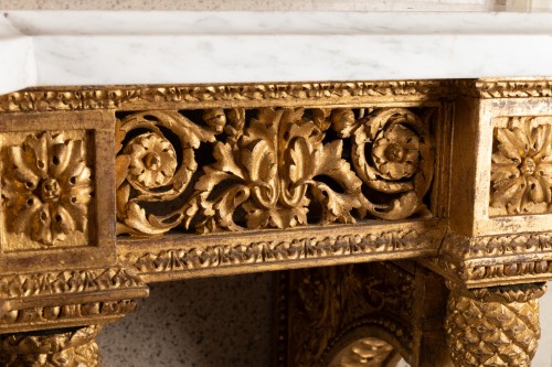 Antiquités - Grande console en bois doré époque Louis XVI