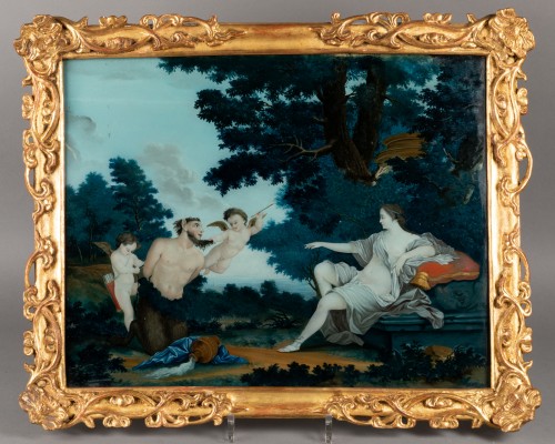 Tableaux et dessins Dessin, Aquarelle & Pastel - Paire de fixés sous verre milieu du XVIIIe siècle