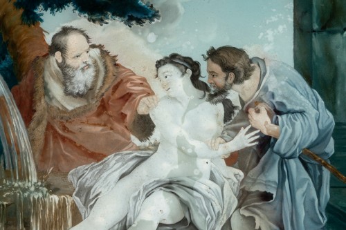 Louis XV - Paire de fixés sous verre milieu du XVIIIe siècle