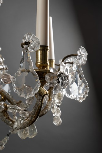 Antiquités - Lustre cristal et cristal de roche milieu XVIIIe siècle