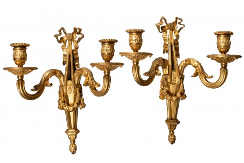 Two lights sconces pair Louis XVI period late 18th century