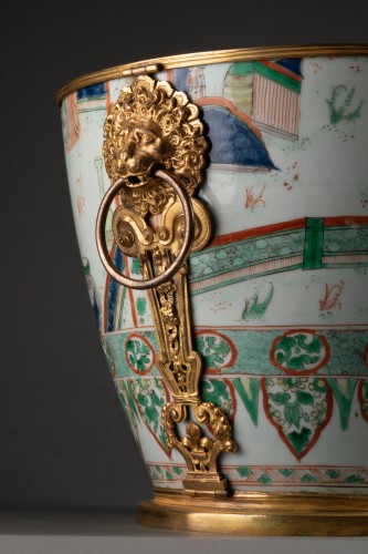 Antiquités - Seau à rafraîchir porcelaine Chine période Kangxi