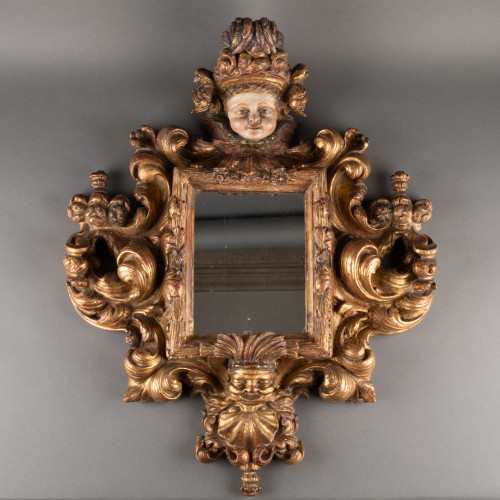 Paire de miroirs XVII e siècle - Miroirs, Trumeaux Style Louis XIII