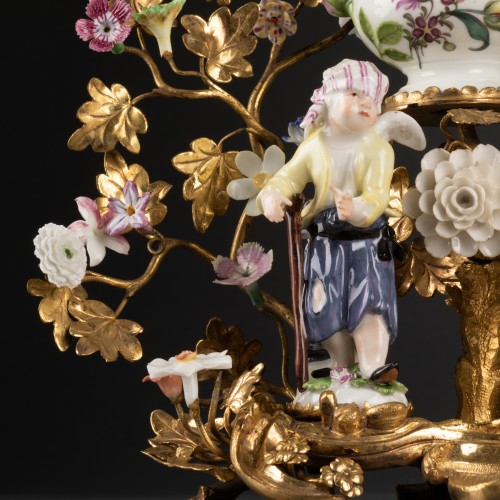 Vase pot pourri porcelaine et bronze époque Louis XV milieu XVIIIe siècle - Laurent Chalvignac