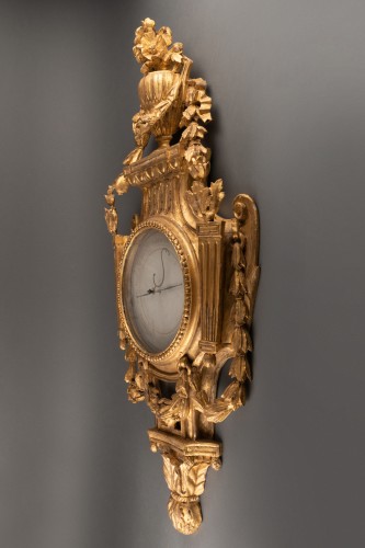 Baromètre en bois doré époque Louis XVI fin XVIIIe siècle - Objet de décoration Style Louis XVI