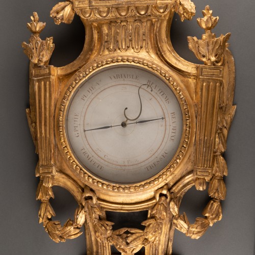 18th century - Gilded wood barometer Louis XVI period late 18th century