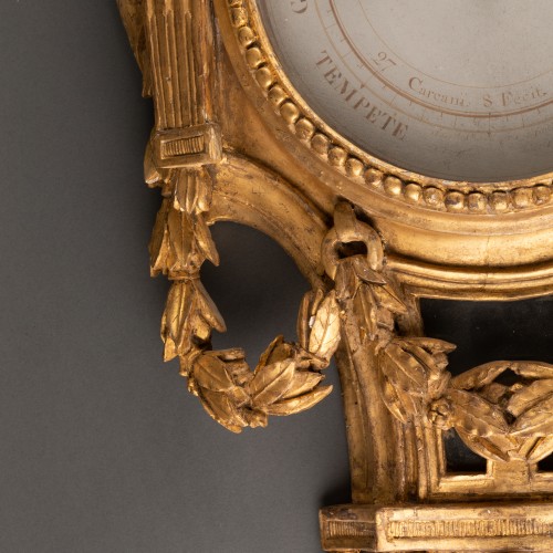 Louis XVI - Baromètre en bois doré époque Louis XVI fin XVIIIe siècle