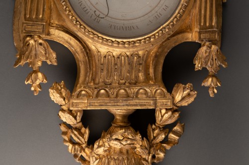 Antiquités - Gilded wood barometer Louis XVI period late 18th century