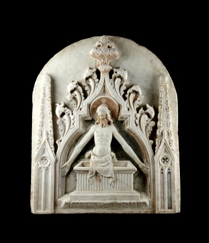 Sculpture Sculpture en Marbre - Rare et important relief en marbre de la "Résurrection du Christ" attribué au Maître de l'Autel de Mascoli