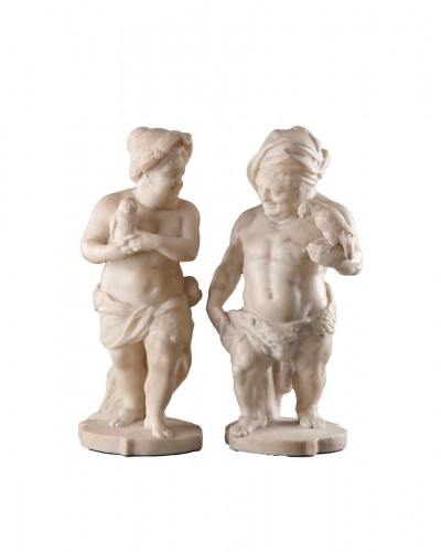Paire de nains sculptés napolitains, Italie XVIIIe siècle