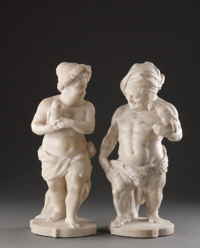 Collections  - Paire de nains sculptés napolitains, Italie XVIIIe siècle