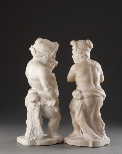 A Superb Pair of Neapolitan Carved Figures of Dwarves  - 