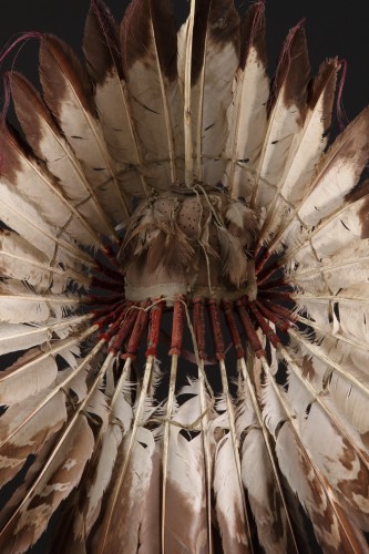 A Native American Plains Lakota Sioux Swept Back Eagle Feather War Bonnet  - 