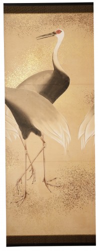 19th century - A Massive Eight Fold ‘Byobu’ Screen with Nine ‘Manchurian’ Cranes 