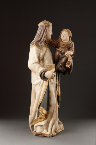 Sculpture  - Vierge à l'Enfant, groupe en marbre polychrome et dorure Vers 1330 - 1340