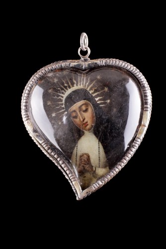  - A Large Heart Shaped Rock Crystal Silver Mounted Reliquary
